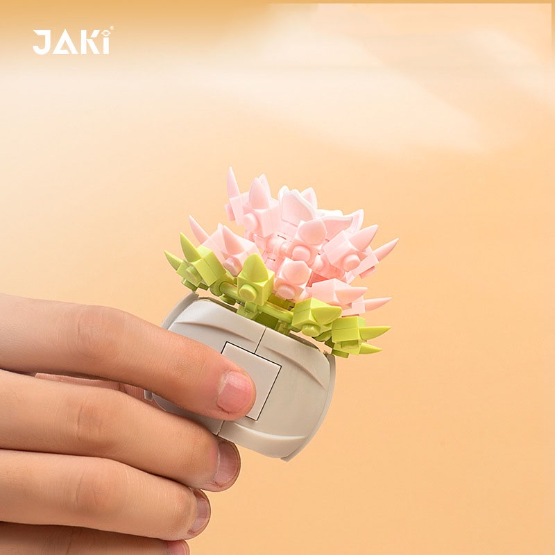 Đồ chơi lắp ráp hoa, chậu hoa cây cảnh mini Jaki, đồ chơi lắp ráp thông minh, sản phẩm trang trí