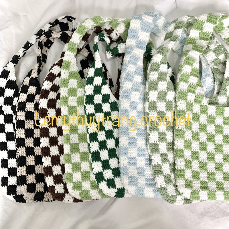 CHECKERED BAG. TÚI CARO LEN MÓC