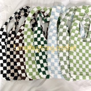[ẢNH THẬT] CHECKERED BAG. TÚI CARO LEN MÓC