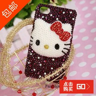 Ốp điện thoại đính đá mặt mèo kitty full