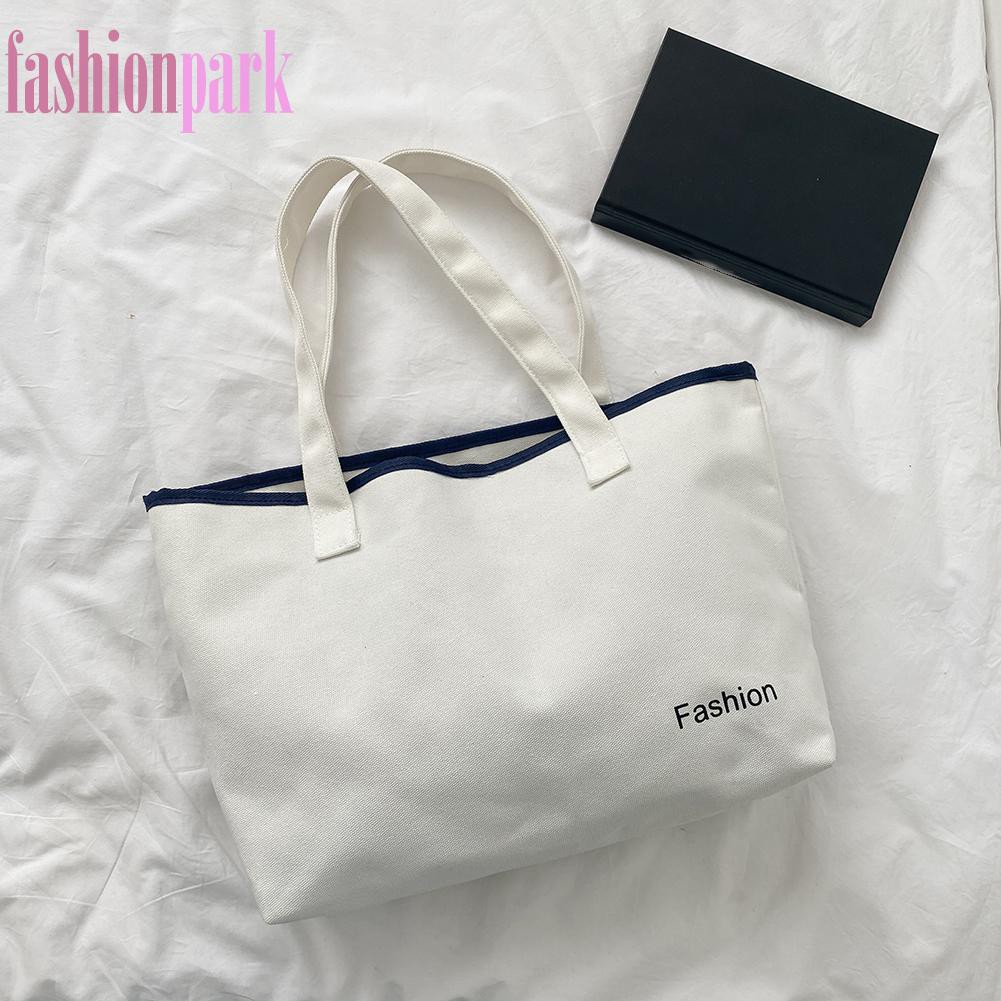 (FAS)Fashion Women Canvas Letters Print Shoulder Bag Casual Ladies Tote Handbags