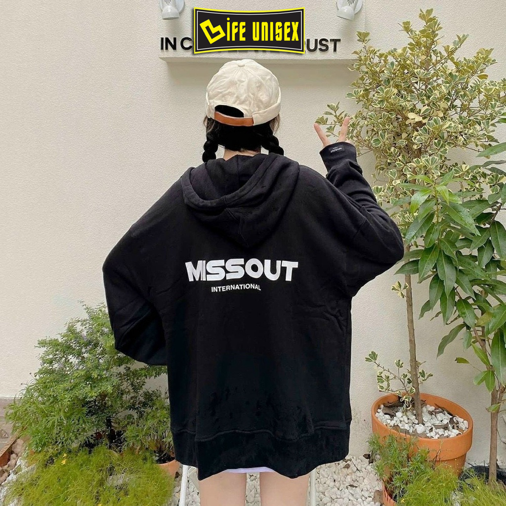 Áo Khoác Hoodie Nỉ MISSOUT Nam Nữ Ulzzang Unisex Dây Kéo, Áo Khoác Nỉ Form Rộng LIFE UNISEX