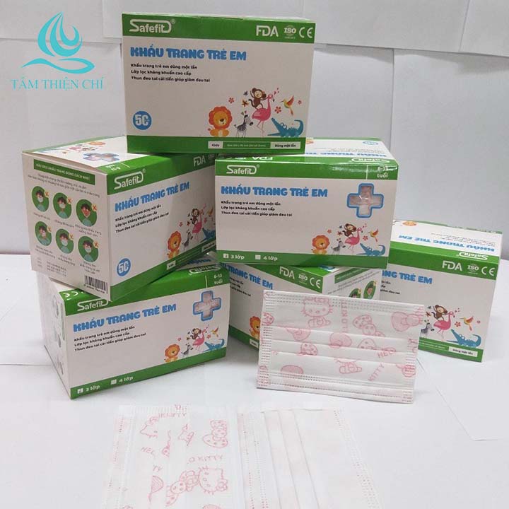Khẩu trang y tế trẻ em KITTY HỒNG hộp 50 cái TTC