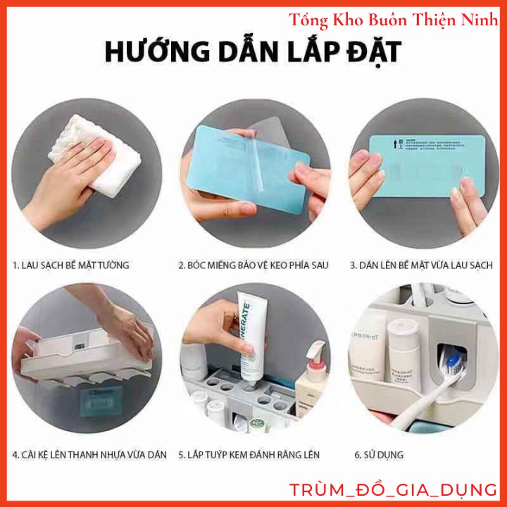 Bộ dụng cụ nhả kem đánh răng tự động hút chân không có thể để sữa rửa mặt đồ trang điểm có thể để bàn chải đánh răng