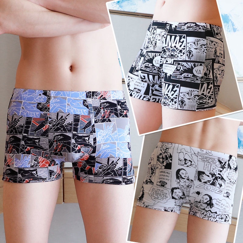 Bộ 4 Quần Lót Boxer Mềm Mại Thoáng Khí In Họa Tiết Graffiti Cho Nam