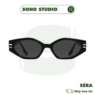 Kính mát nam nữ thời trang Soho Studio gọng vuông chữ nhật EÉRA GM ghost hot trend, gọng đen ngầu kèm điểm nhấn kim loại