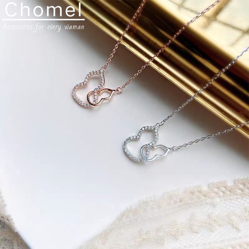 Dây Chuyền Ngắn Thiết Kế Mặt Hình Quả Bầu Đính Đá Lấp Lánh Sang Trọng Dành Cho Nữ