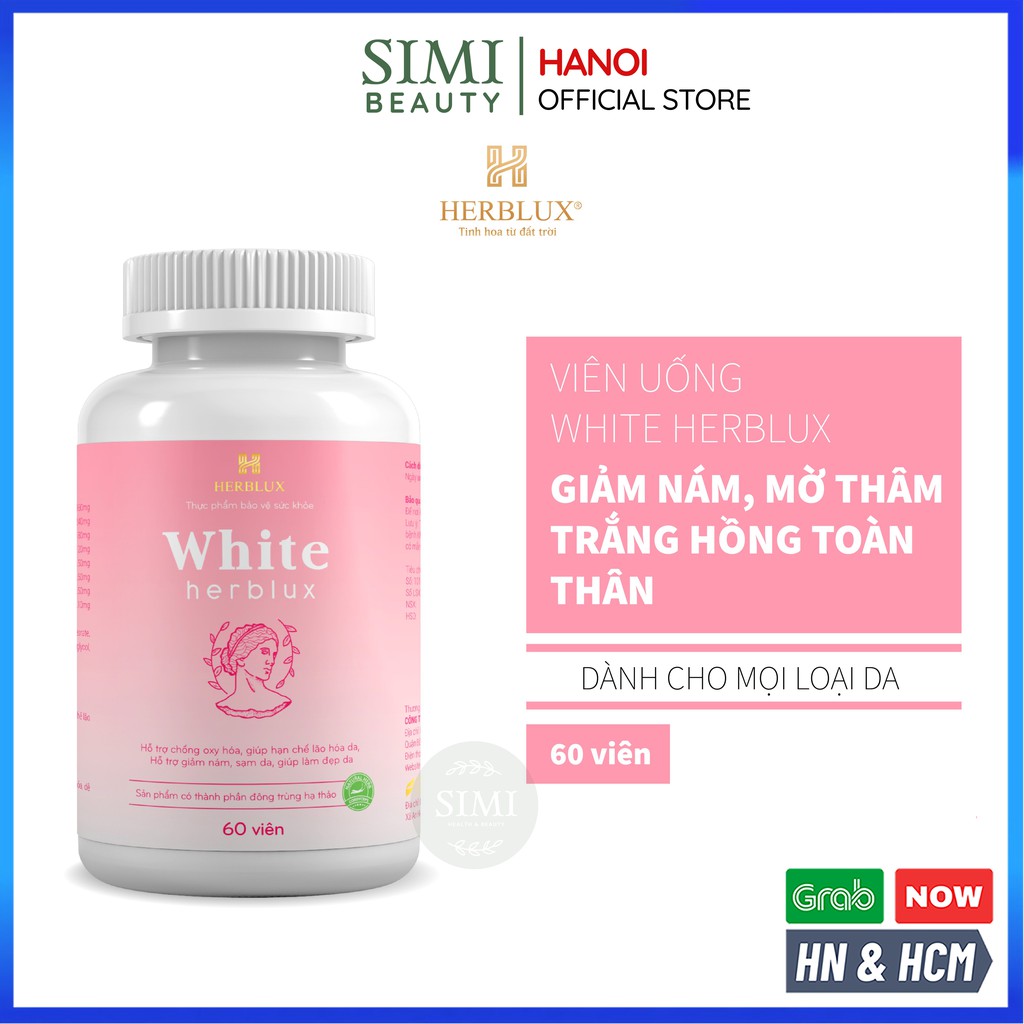 Viên uống trắng da WHITE HERBLUX chống lão hóa collagen làm đẹp da giảm thâm nám glutathione SIMI