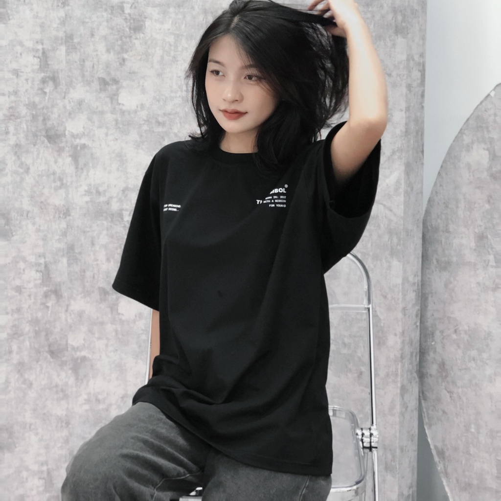 Áo thun local brand THE SYMBOL in Phản quang/ Đen form rộng unisex, Áo phông tay lỡ nam nữ