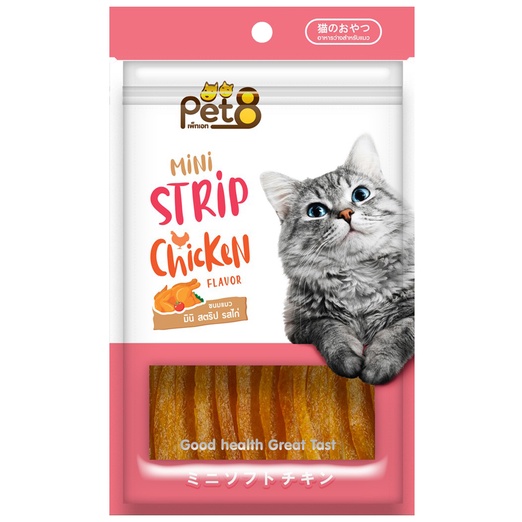Snack Bánh thưởng cho mèo PET8 Cat Snack Mini Strip Nhiều Hương Vị 35G