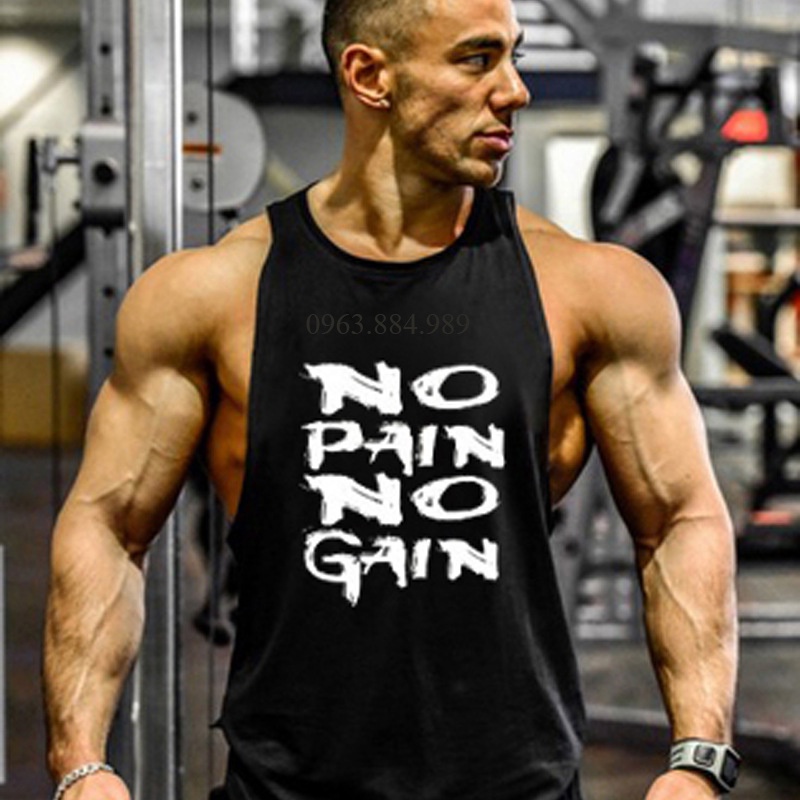 Áo ba lỗ nam A.107 chất cotton thoáng mát cho anh em tập gym, chơi thể thao in hình chữ-