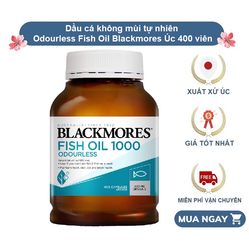 Dầu cá không mùi tự nhiên Odourless Fish Oil Blackmores Úc 400 viên 1000mg