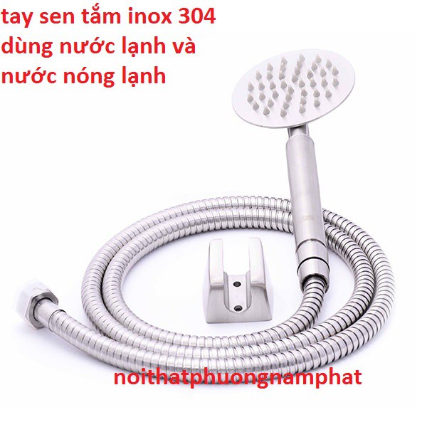 [INOX 304 CHUẨN] Bộ Tay sen tắm INOX 304 TS2 Và Dây Sen và Cài Sen TAY SEN TRÒN INOX hạt nước to phun mạnh