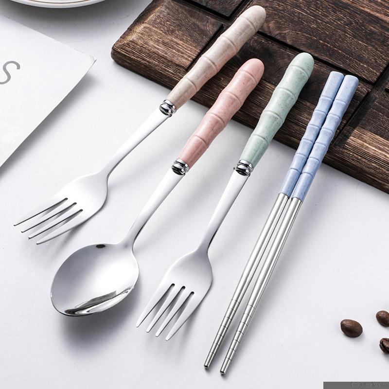 Bộ muỗng/ nĩa/ đũa ba món bằng thép không gỉ tiện dụng