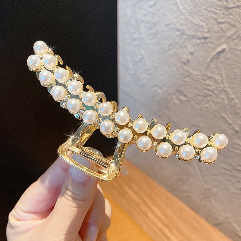 Kẹp Tóc Hình Cá Mập Đính Ngọc Trai Giả Phong Cách Hàn Quốc