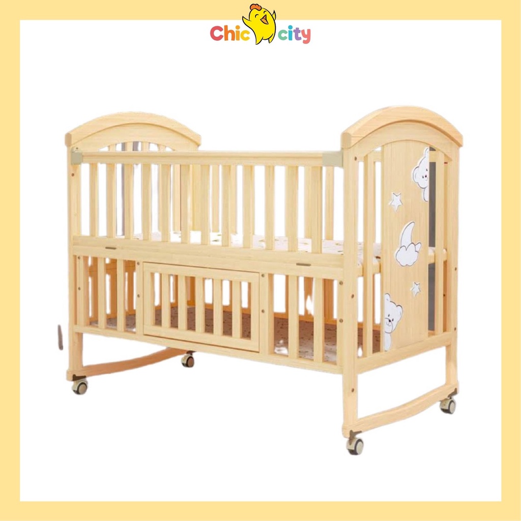 Quây Cũi Cho Bé CHILUX PEACE NATURAL Đa Năng 6 Chế Độ Nôi Cho Bé Gỗ Thông New Zealand