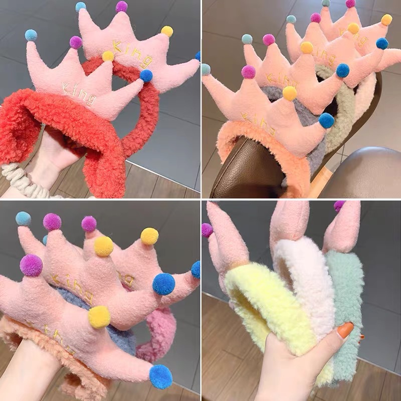 Băng Đô Cài Tóc Hình Vương Miện Bằng Nhung Dễ Thương Xinh Xắn