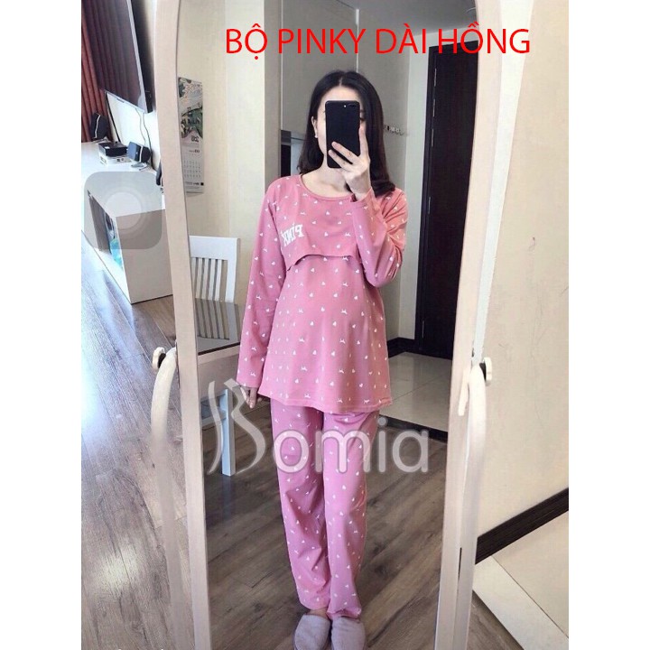 Bộ bầu mặc trước và sau sinh PINK đẹp, chất mềm mịn thoáng mát, tiện cho bé ti