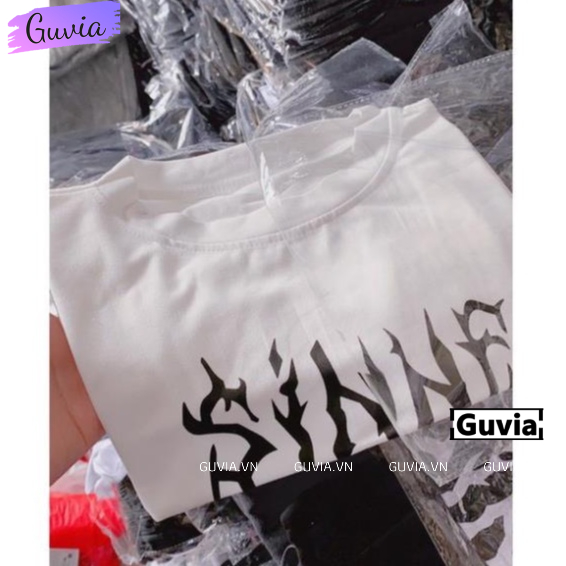 Áo Croptop Ôm Body Nữ SINNER Cổ Tròn Tay Ngắn, Áo Thun Croptop Kiểu Sexy In Họa Tiết GUVIA CR67