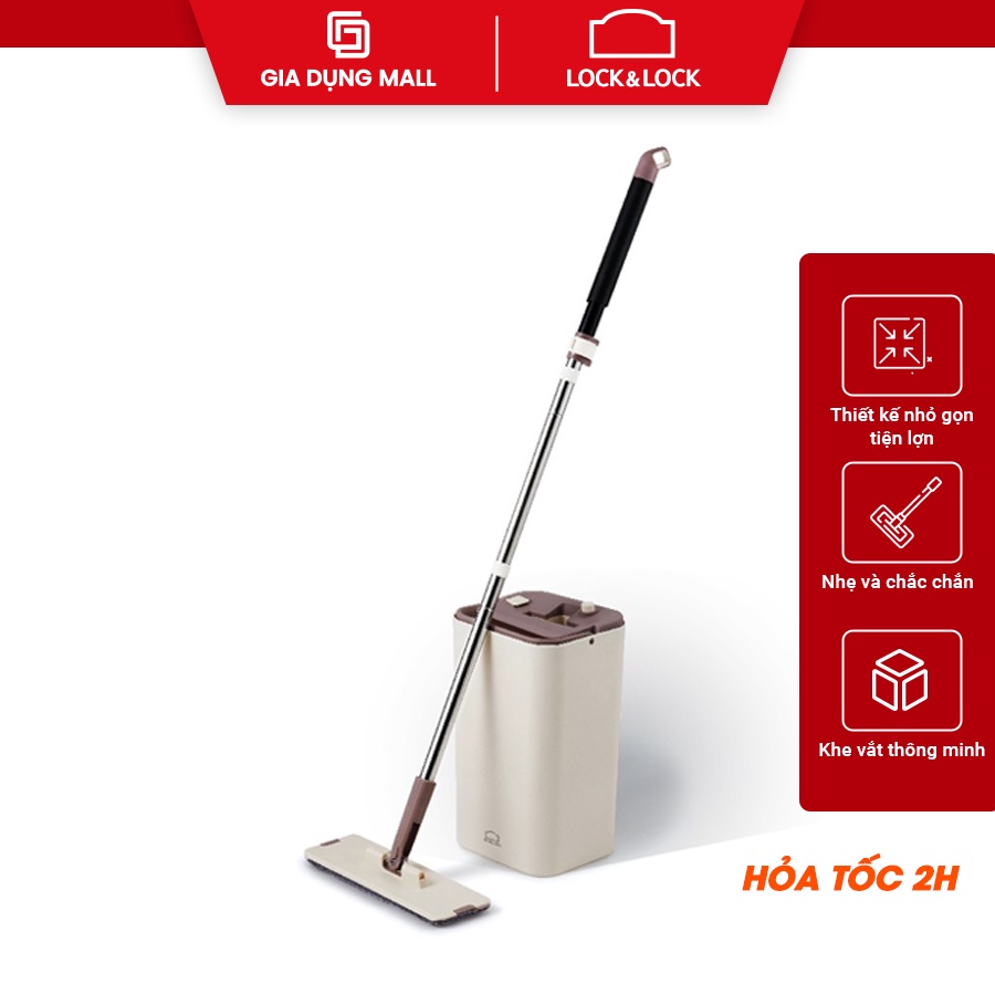 Bộ Cây Lau Nhà Lock&amp;Lock Squeeze Flat Mop ETM471-Chất liệu cao cấp trọng lượng nhẹ thiết kế chắc chắn-Chính hãng