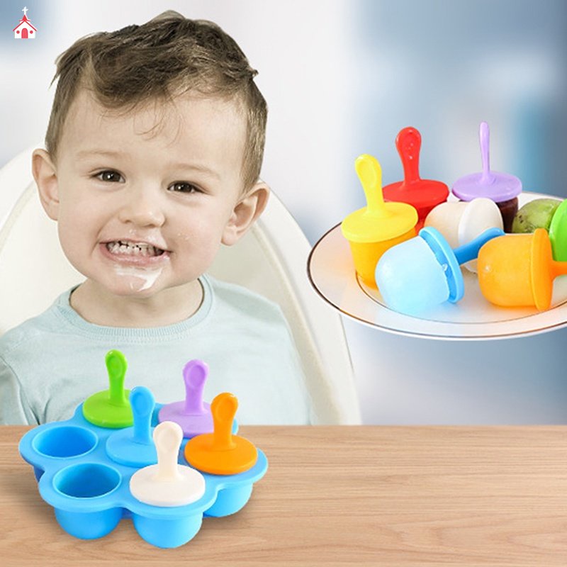 Khuôn Silicone Làm Kem Que 7 Ngăn Tiện Lợi
