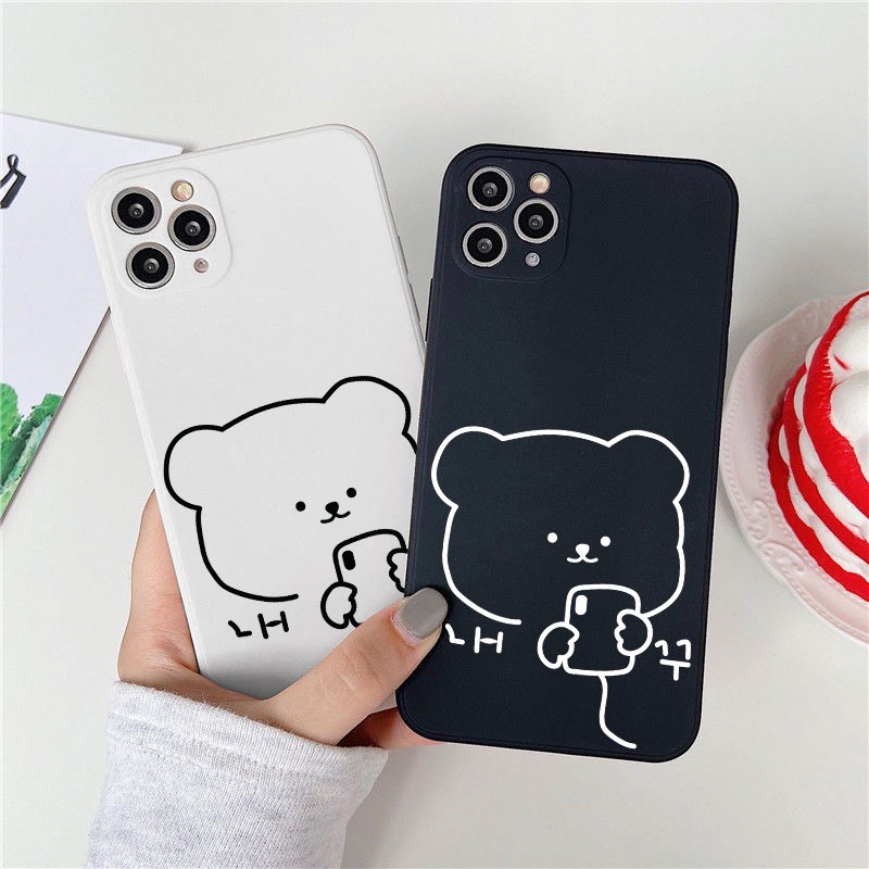 Ốp Lưng iphone Cạnh Vuông In Hình Gấu,Ốp Dẻo Cute 7,8plus,x,xs,xsmax,11,11promax,12,12promax,13,13promax