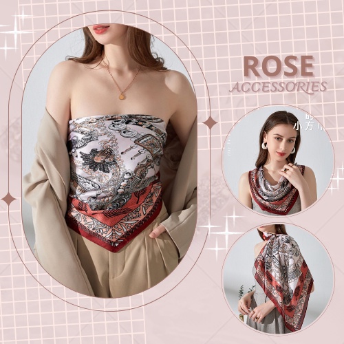 [ Mới 2022] Khăn Banada - Áo yếm lụa cap cấp mềm mại kèm họa tiết kich thước 70x70 Rose.Accessories mã KY01
