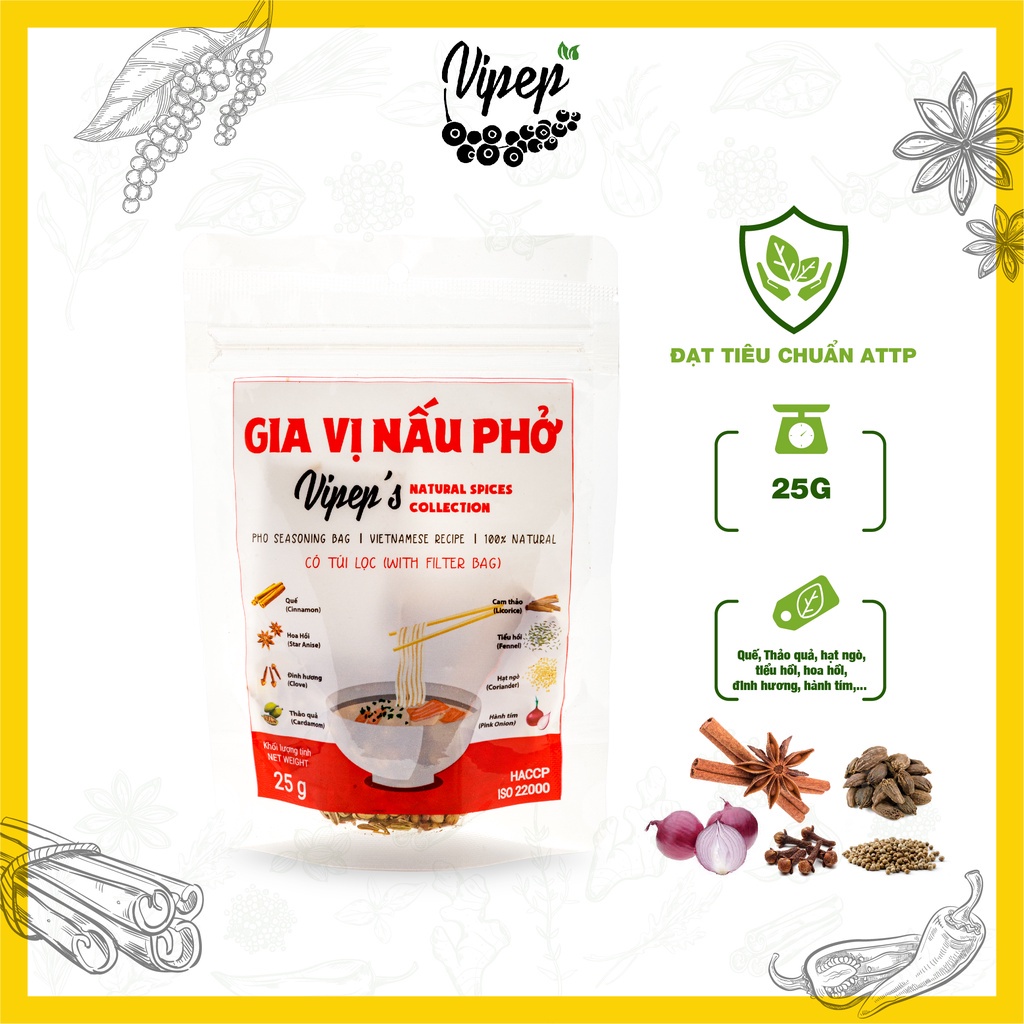 Combo 3 gói gia vị nấu phở, dùng nấu phở bò, phở gà và bún bò