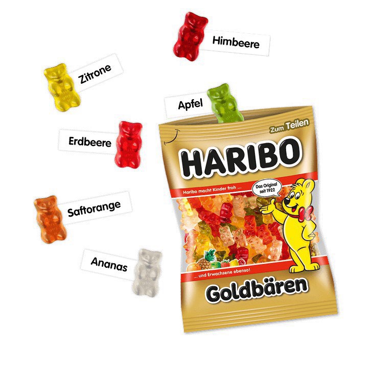Kẹo HARIBO của ĐỨC Dẻo, thơm cung cấp vitamin C. Trẻ nhỏ người lớn rất thích.