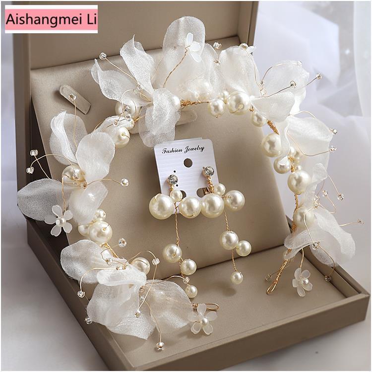 [Aishang Phụ Kiện Đẹp] Băng Đô Cài Tóc Cô Dâu Đính Hạt Phong Cách Mori Siêu Thơ Mộng Và Trang Điểm Phù Dâu Hoa Phong