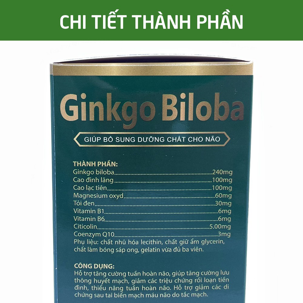 Hoạt huyết dưỡng não Ginkgo Biloba Extract 240mg - Hộp Xanh lá 100 viên | BigBuy360 - bigbuy360.vn