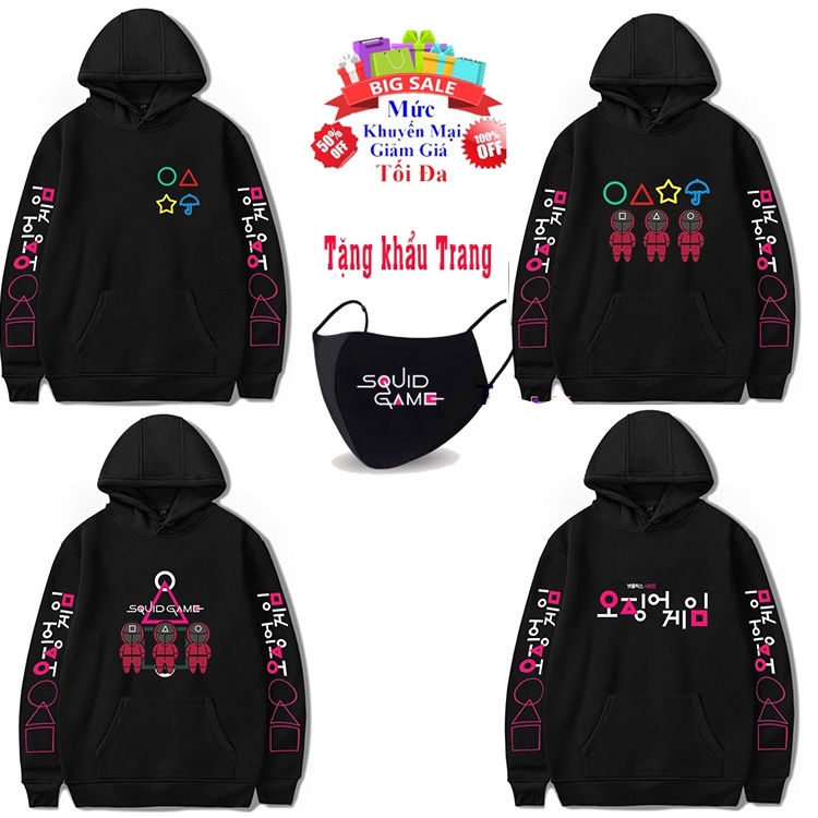 BST MẪU Áo Squid Game Trò Chơi Con Mực - Áo Hoodie Squid Game Form Nam Nữ