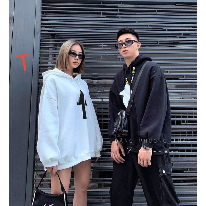 set 2 áo đôi hoodie nỉ bông mũi tên mạng chấm than