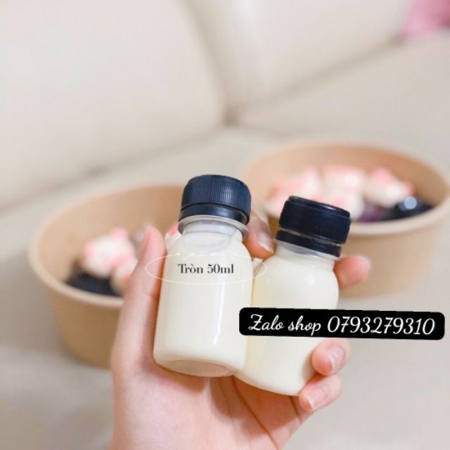 50 chai nhựa 50ml nắp đen kèm tem thank you ❤