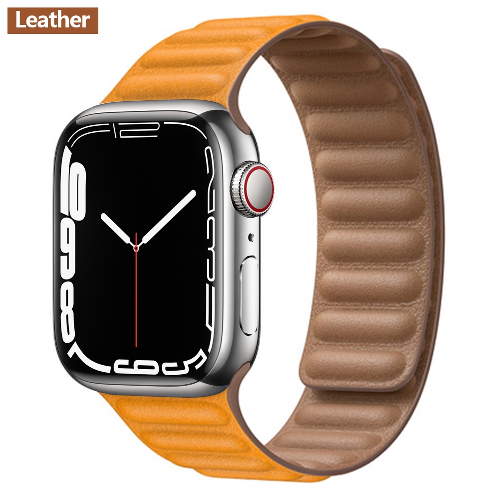 Dây Da Thay Thế Từ Tính Cho Đồng Hồ Thông Minh Apple watch 44mm 40mm 41mm 45mm 42mm 38mm iWatch series 3 5 4 SE 6 7