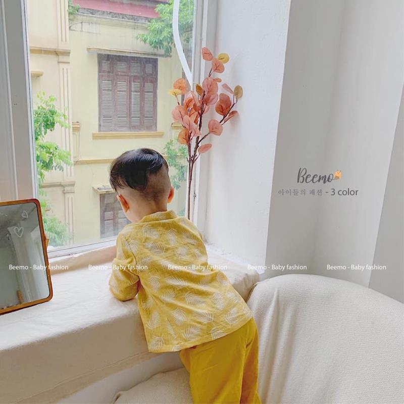 Bộ đồ cho bé trai bé gái đồ bộ pijama họa tiết lá gam màu xinh xắn cho bé JIMADO SE10