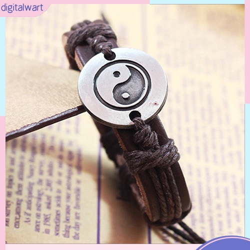 Vòng Tay Dây Giả Da Mặt Âm Dương Độc Đáo