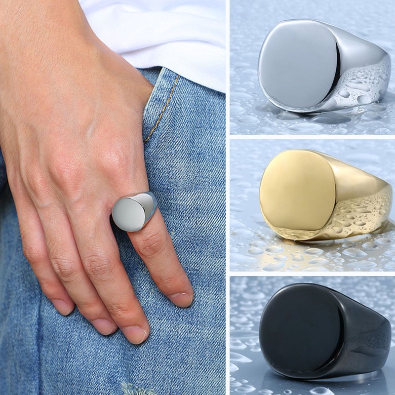 Nhẫn thép không gỉ màu đen/ vàng/ bạc tùy chọn phong cách punk đơn giản thời trang dành cho nam