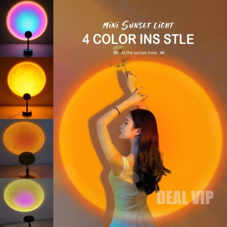 [Hàng Hot]  Đèn Hoàng Hôn TIK TOK, Đèn Chụp Ảnh Sống Ảo Sunset Kèm 4 Miếng Phim Đổi Màu,Trang Trí Phòng Ngủ