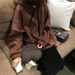 Áo khoác hoodie nỉ bông màu nâu đậm