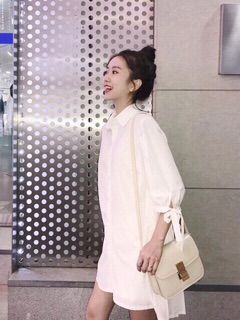 💋 Đầm Sơ Mi Tay Thắt Nơ Xinh