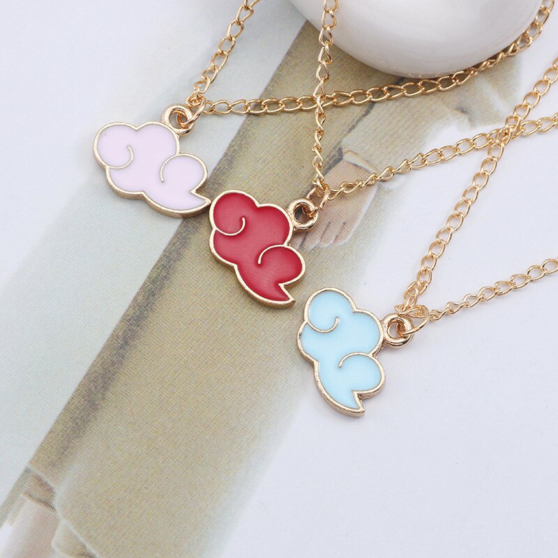 Creative and Simple Colorful Cloud Pendant Necklace, Fashionable Cartoon Golden Clavicle Chain Jewelry