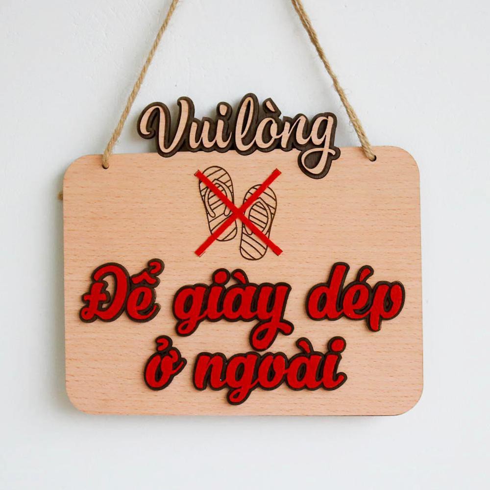 Bảng gỗ trang trí, bảng gỗ decor Để giày dép ở ngoài (bảng gỗ trang trí DNDecor + quà tặng giá trị 17.000đ)