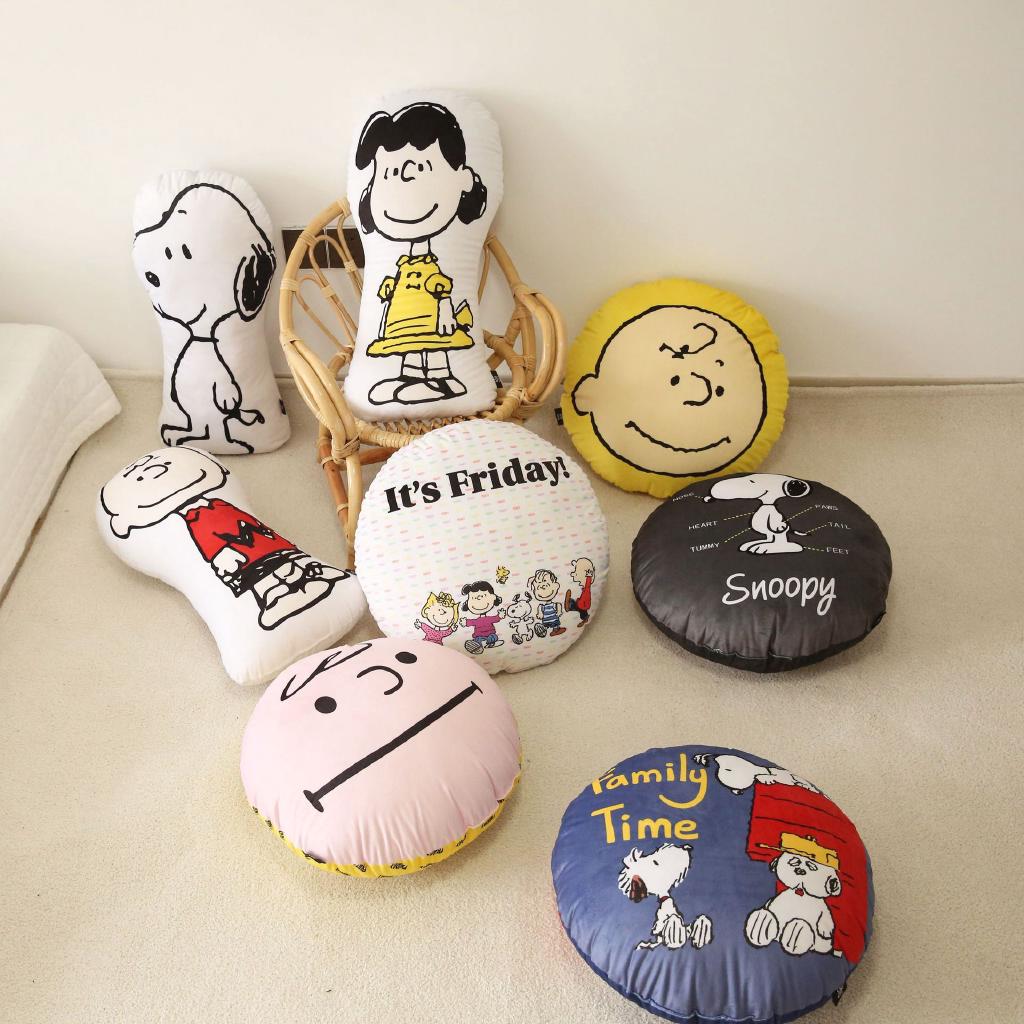 |Gối Đệm Sofa Vải Nhung Pha Lê Tròn In Hoạt Hình Snoopy Charlie Brown Lucy Ba Chiều Phổ Biến Hàn Quốc Trang Trí Ký Túc Xá Học Sinh
