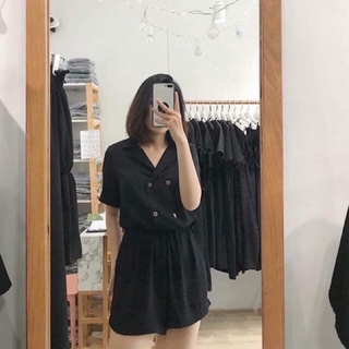 Đầm jump đen cổ vest