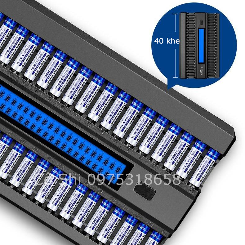 Bộ Sạc Pin AA 40 khe sạc xả K50 Hãng DOUBLEPOW Có Màn Hình LCD Báo Sạc Thông Minh