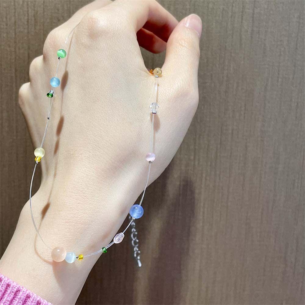 Vòng Cổ Choker Trong Suốt Đính Hạt Nhiều Màu Phong Cách Hàn Quốc