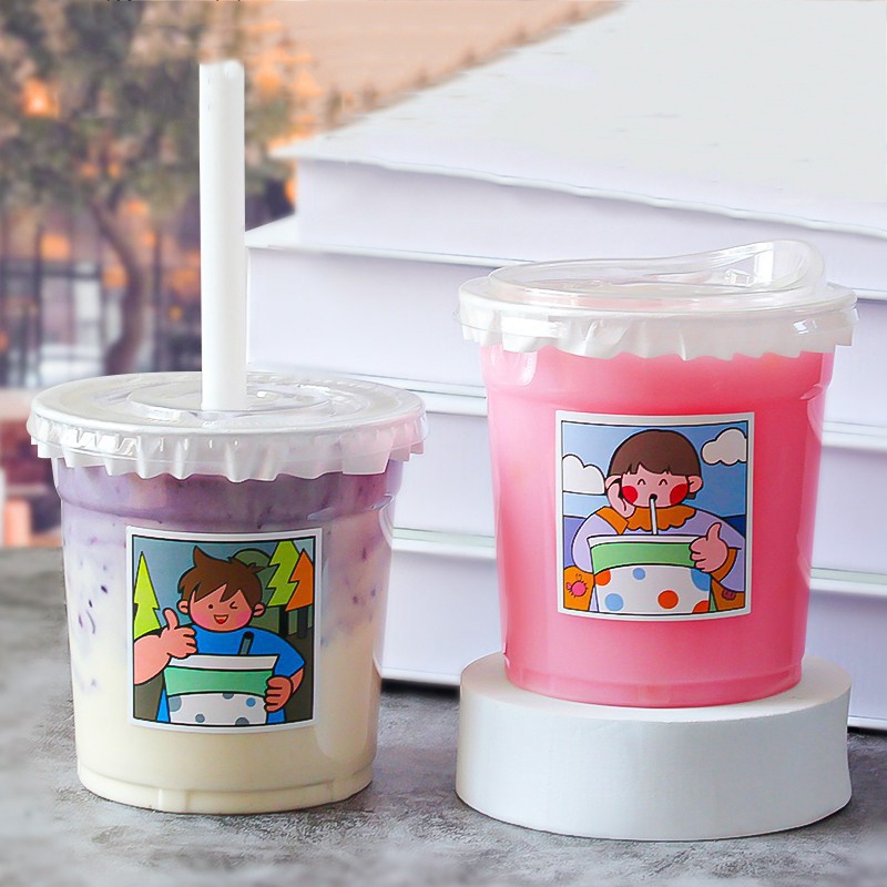 Cốc Uống Cà Phê Trong Suốt Có Nắp Dùng Một Lần Dung Tích 500ml