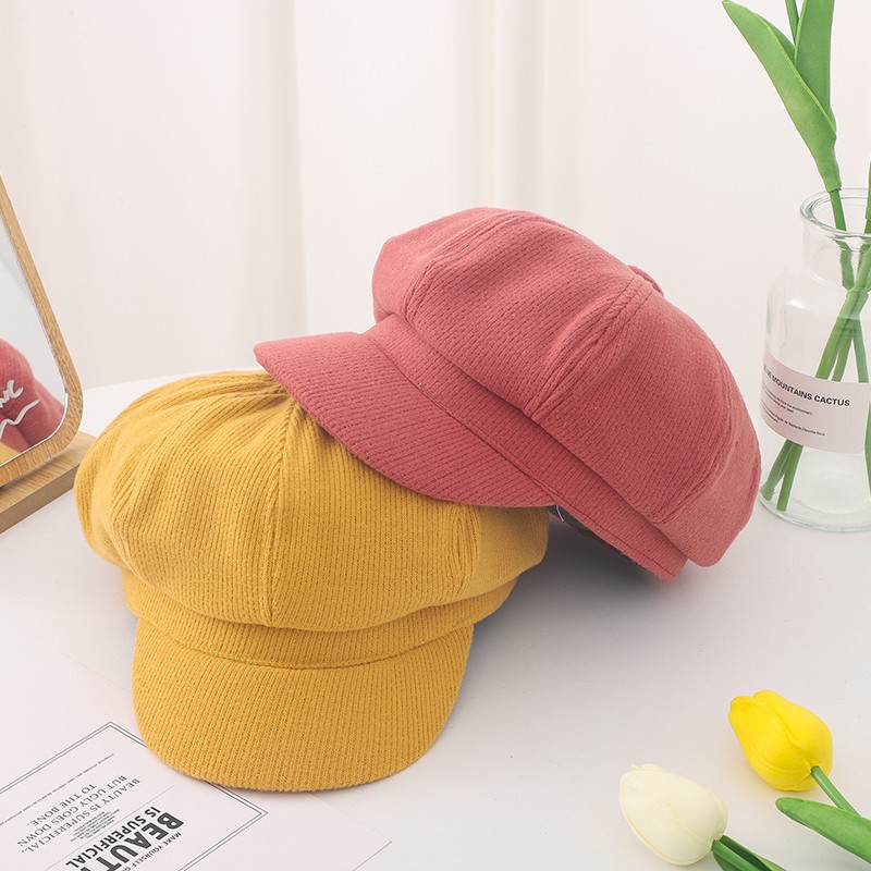 Mũ Bát Giác Màu Trơn Giữ Ấm Cho Bé