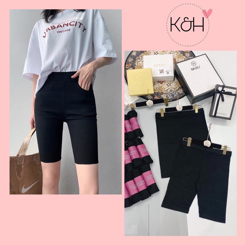 Quần legging đùi cuộn thái rainbow nâng mông cho nữ,quần legging ngố cuộn KH019